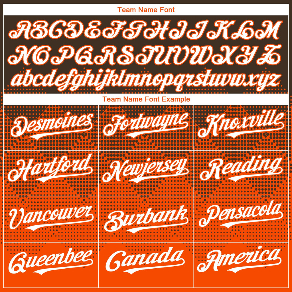 Custom Brown White-Orange 3D Gradient Square Shape Authentic Baseball Jersey