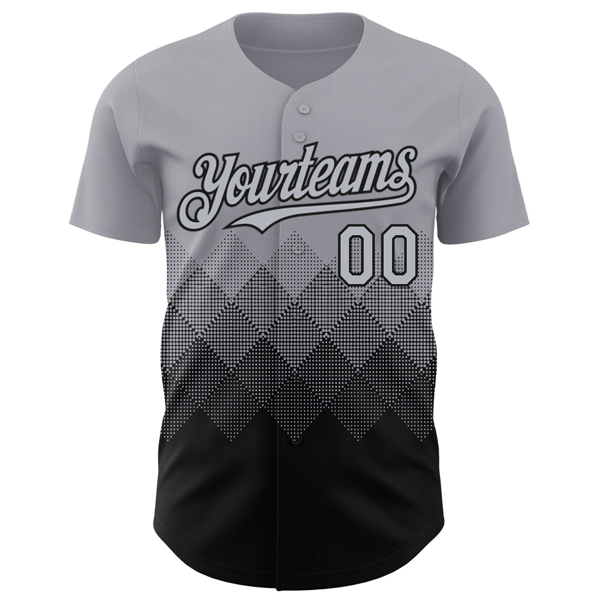 Custom Gray Black 3D Gradient Square Shape Authentic Baseball Jersey