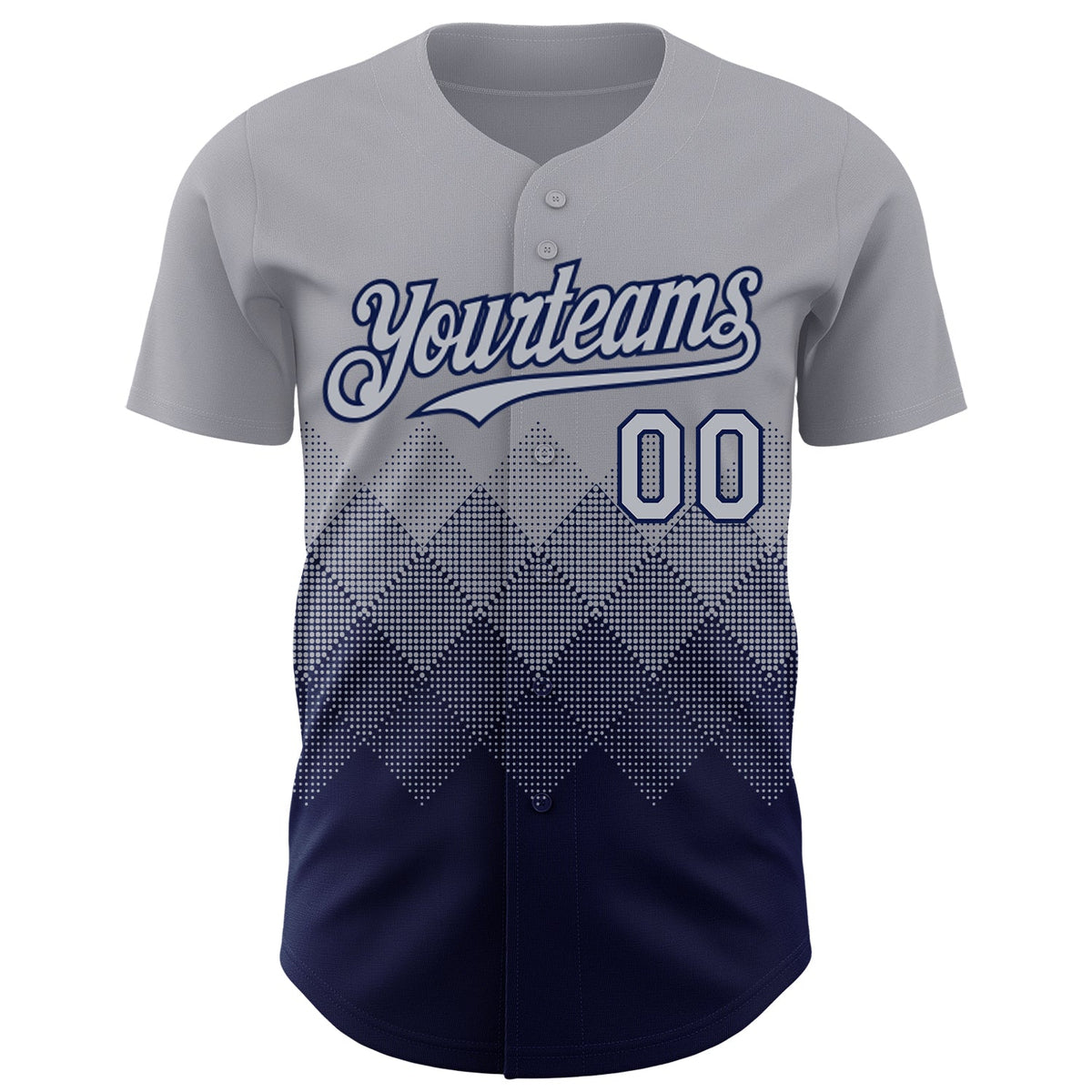 Custom Gray Navy 3D Gradient Square Shape Authentic Baseball Jersey