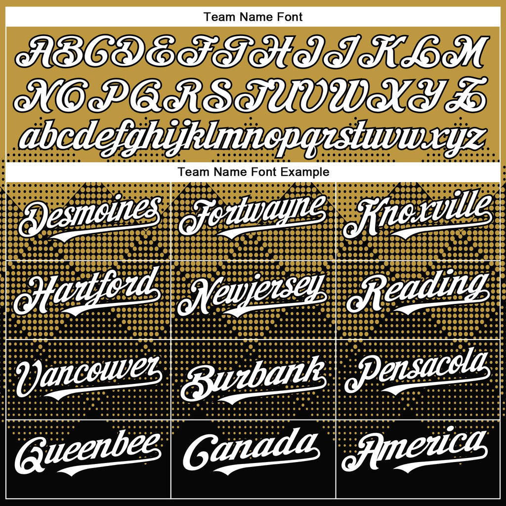 Custom Old Gold White-Black 3D Gradient Square Shape Authentic Baseball Jersey