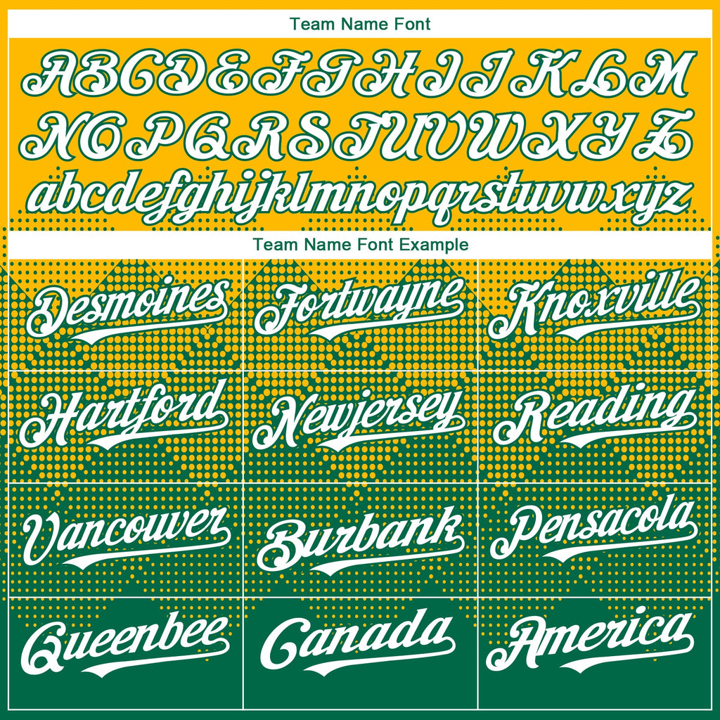 Custom Gold White-Kelly Green 3D Gradient Square Shape Authentic Baseball Jersey