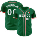 Custom Kelly Green White-Red 3D Mexico Mexican Flag Authentic Baseball Jersey