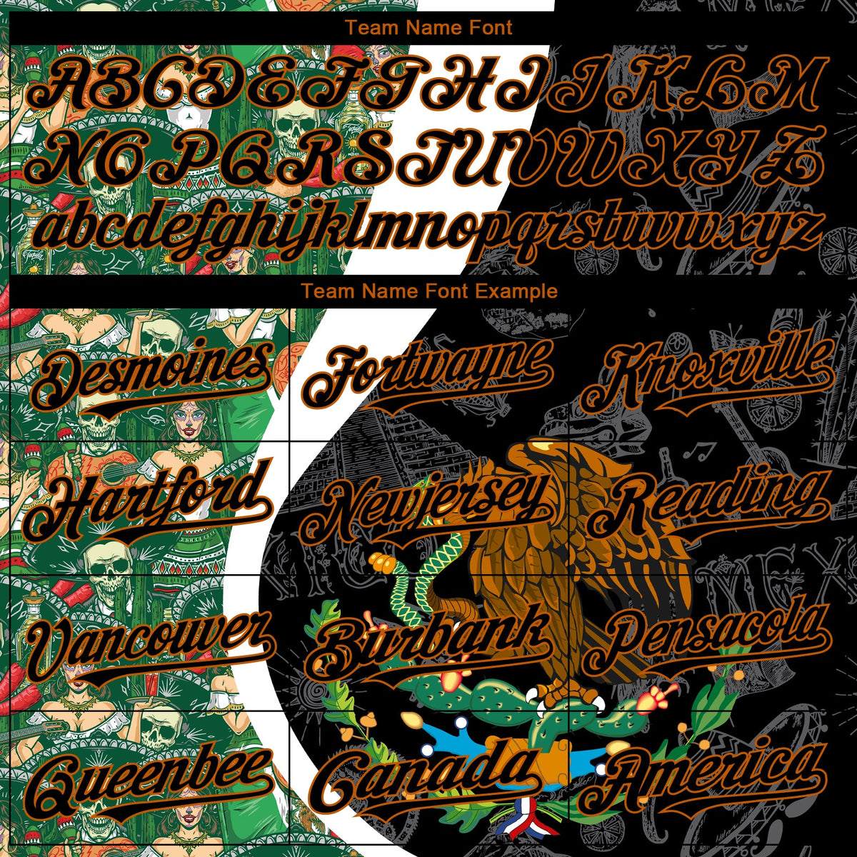 Custom Black Kelly Green Texas Orange-White 3D Mexico Authentic Baseball Jersey