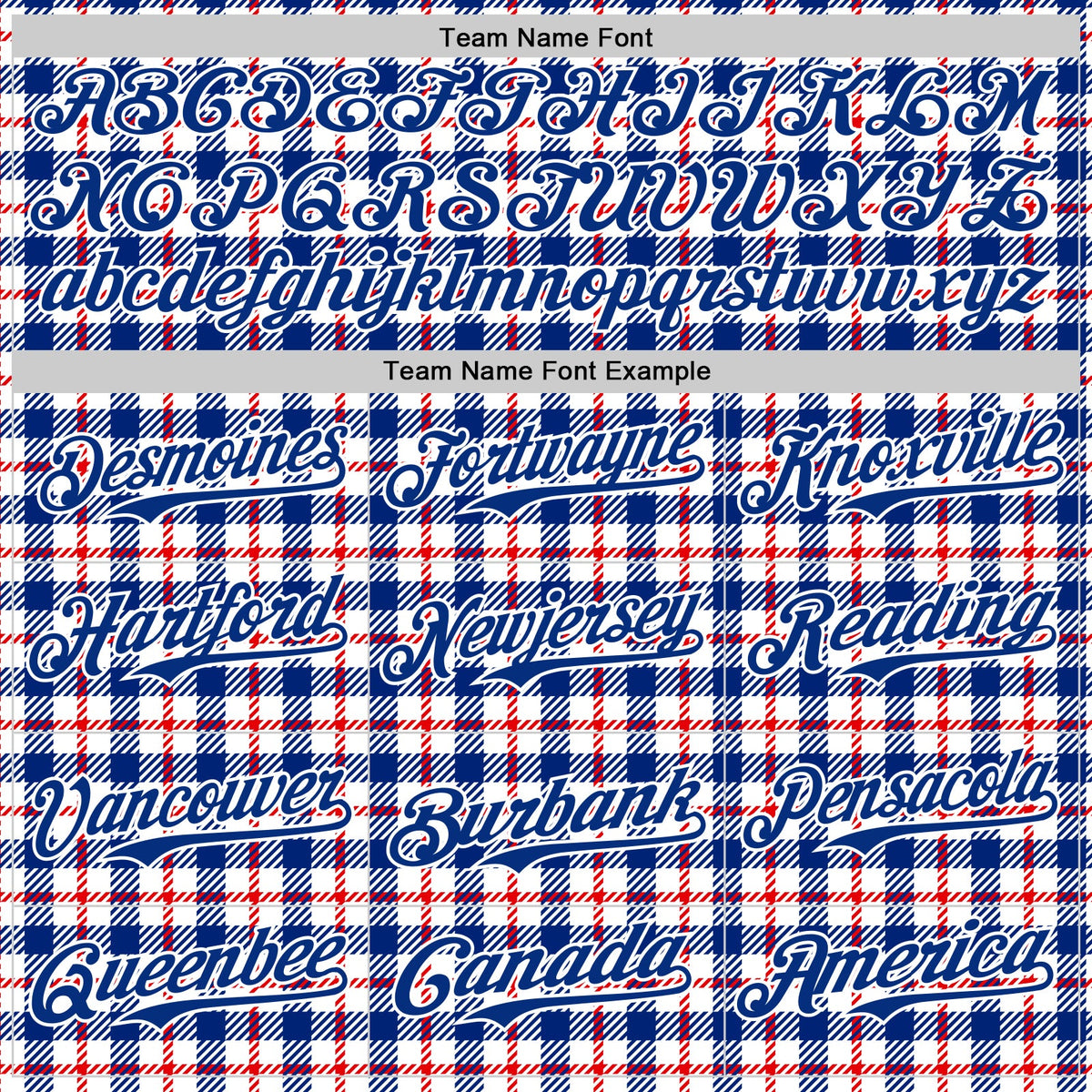 Custom White Royal-Red 3D Pattern Design Patriotic American Symbol Plaid Authentic Baseball Jersey