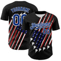 Custom Black Royal Red-White 3D Patriotic American Flag Authentic Baseball Jersey