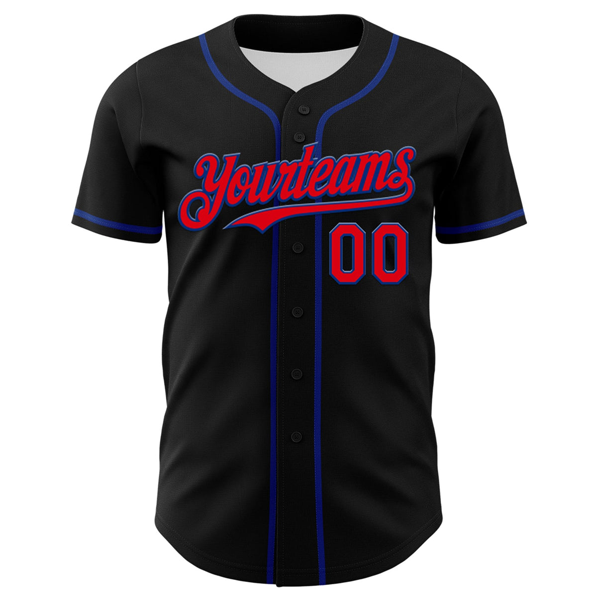 Custom Black Fire Red-Royal 3D Patriotic American Flag And Muscle Car Authentic Baseball Jersey
