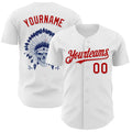 Custom White Red 3D Native American Skull Authentic Baseball Jersey