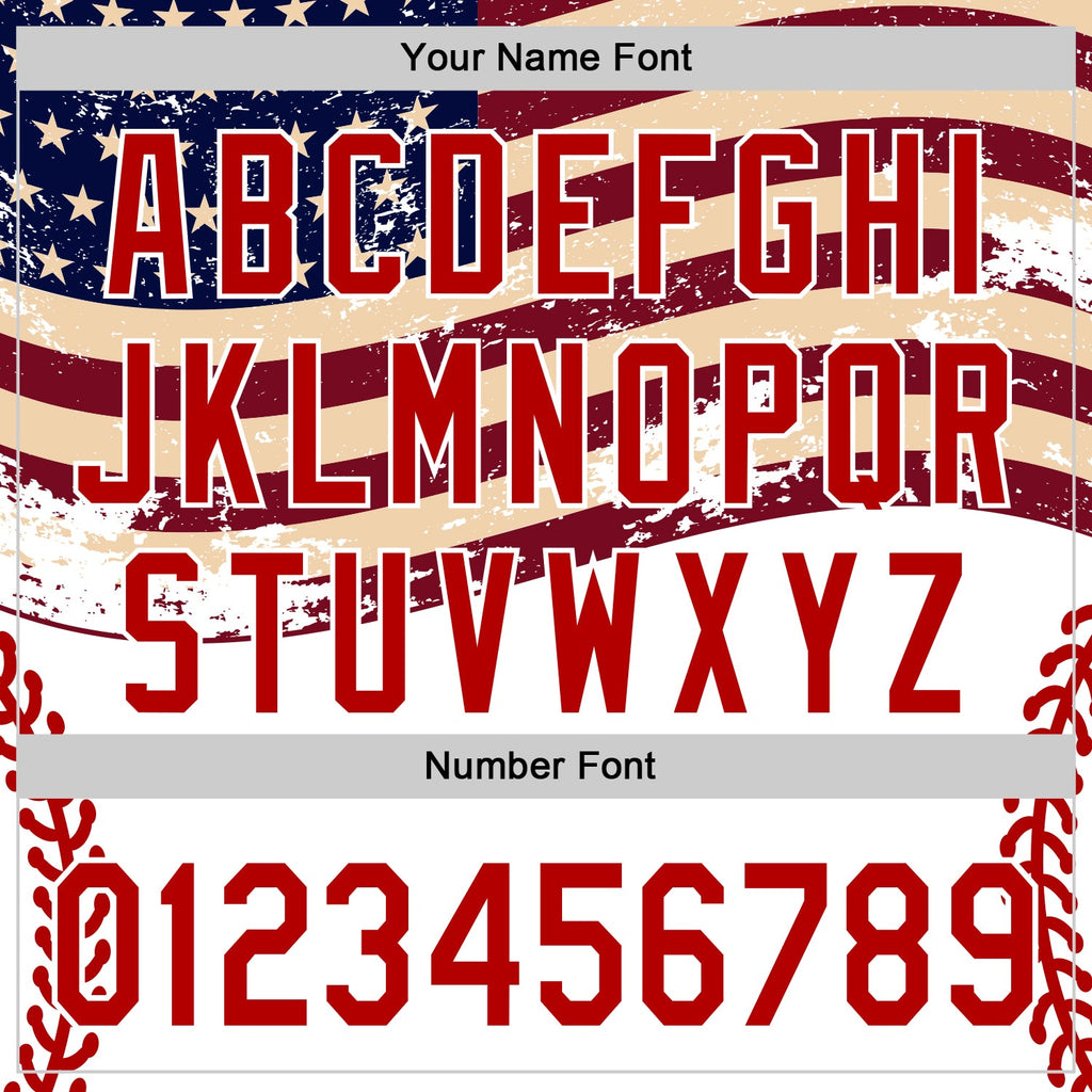 Custom White Red-Royal 3D Patriotic American Flag Authentic Baseball Jersey