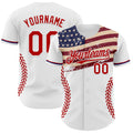 Custom White Red-Royal 3D Patriotic American Flag Authentic Baseball Jersey