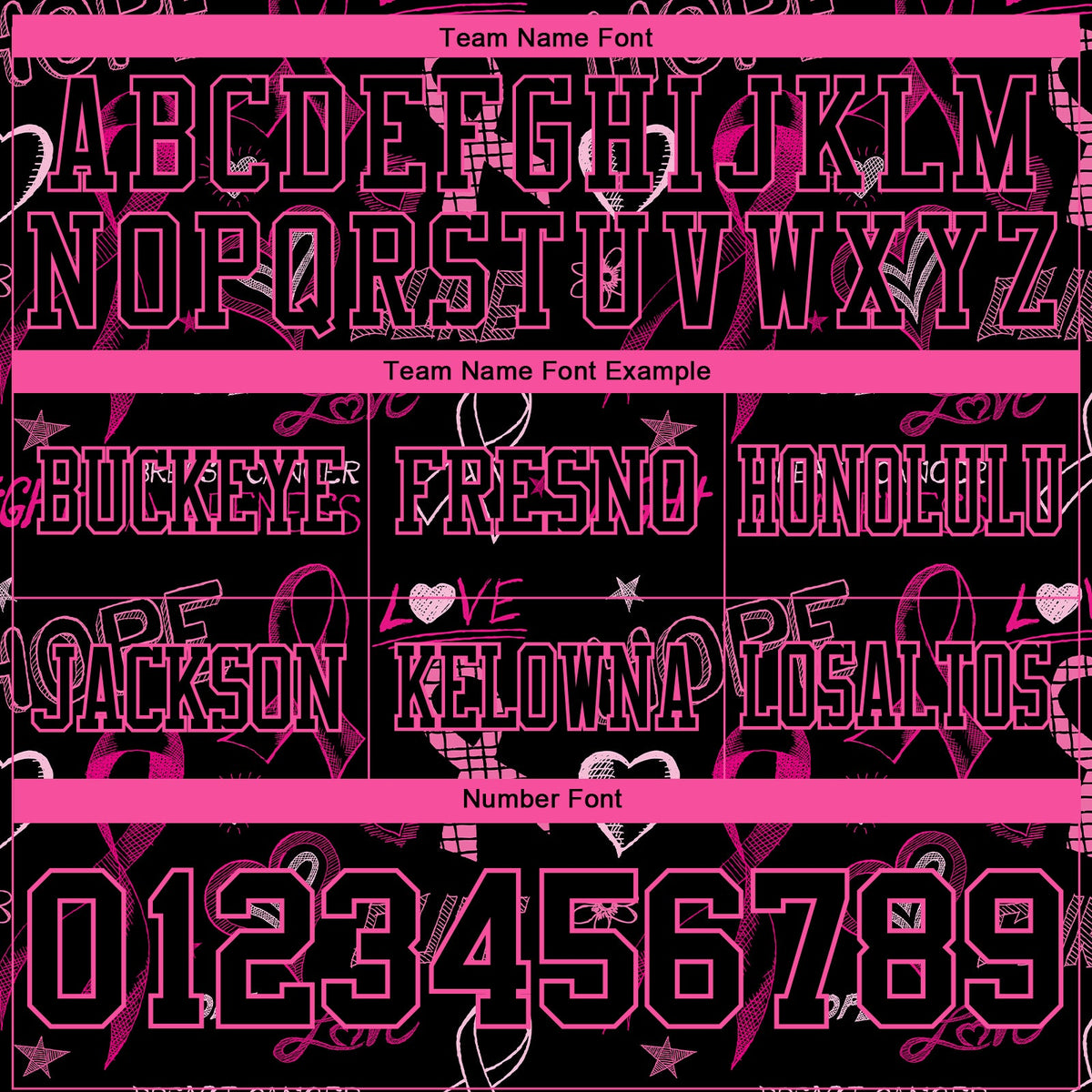 Custom Black Pink 3D Pattern Pink Ribbon Breast Cancer Awareness Month Women Health Care Support Authentic Football Jersey