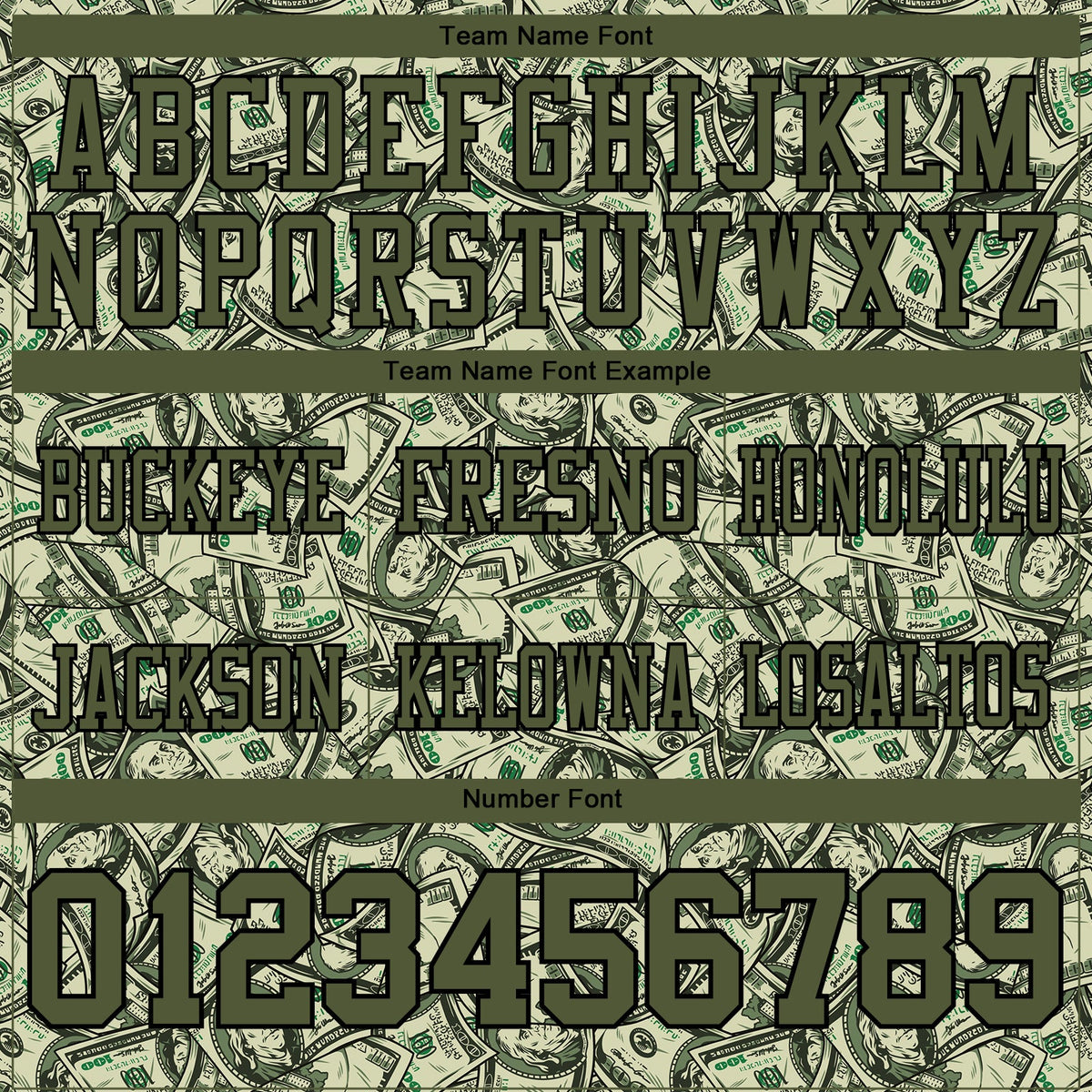 Custom Green Olive-Black 3D Pattern Dollar Authentic Football Jersey
