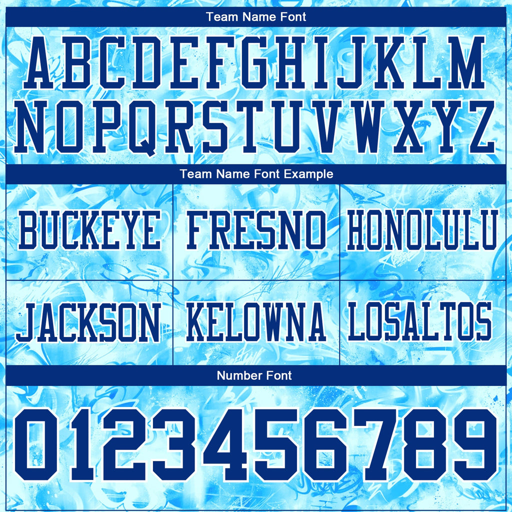 Custom Graffiti Pattern Thunder Blue-White 3D Pattern Scratch Authentic Football Jersey
