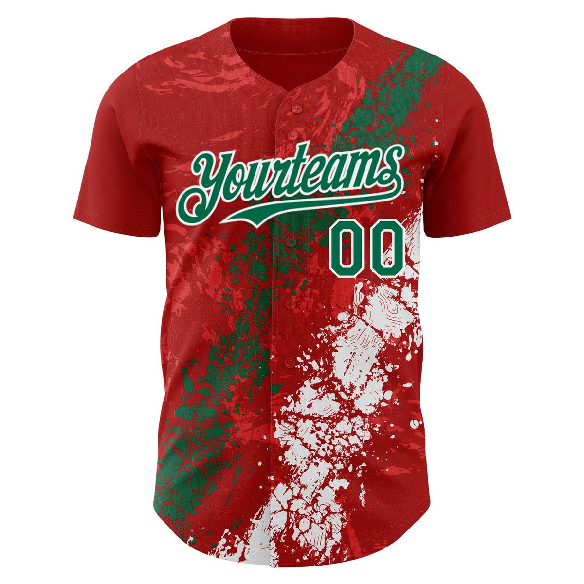 Custom Red Kelly Green-White Splash Authentic Baseball Jersey