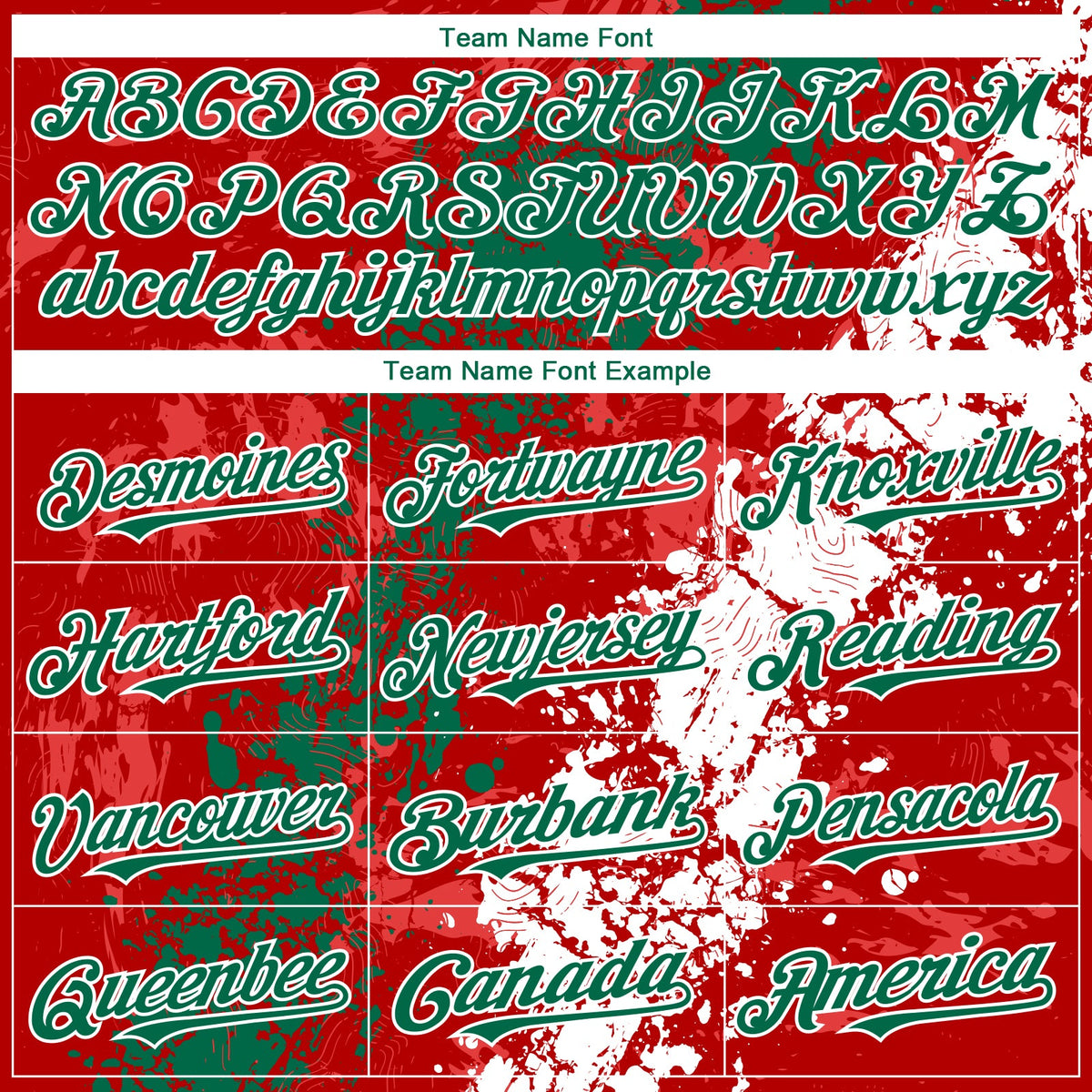 Custom Red Kelly Green-White Splash Authentic Baseball Jersey