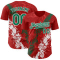 Custom Red Kelly Green-White Splash Authentic Baseball Jersey