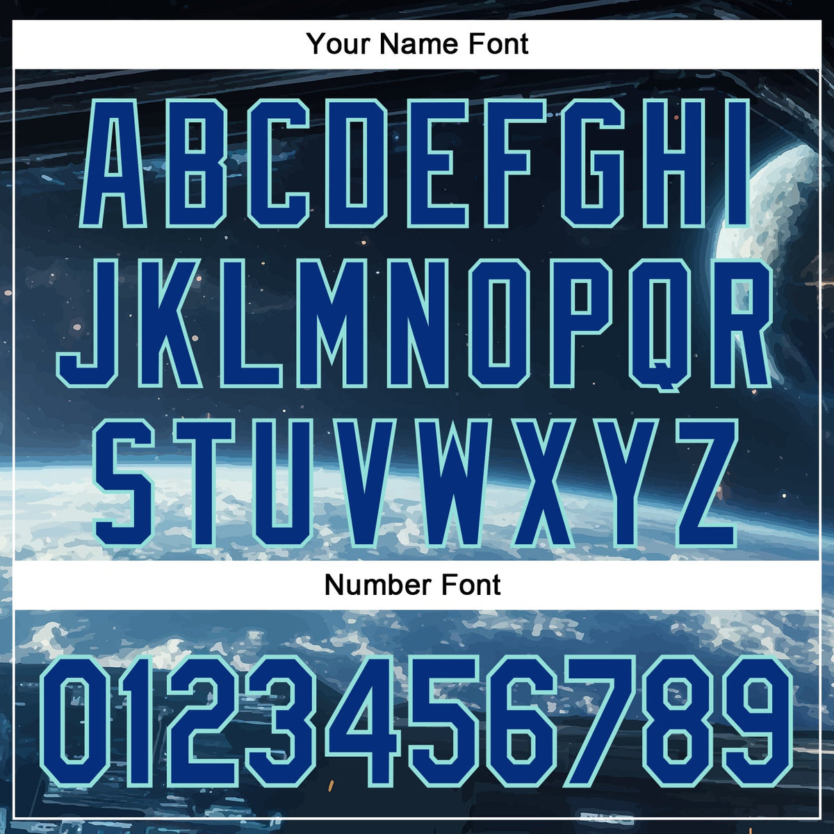 Custom Black Royal-Ice Blue 3D Pattern Design Outer Space Starships Authentic Baseball Jersey