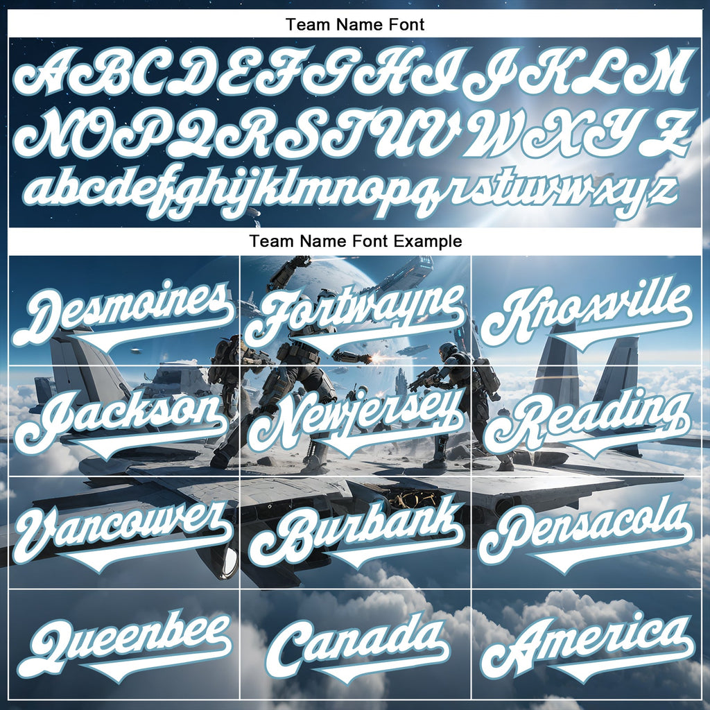 Custom Blue White-Shadow Blue 3D Pattern Design Outer Space Light Swords Authentic Baseball Jersey
