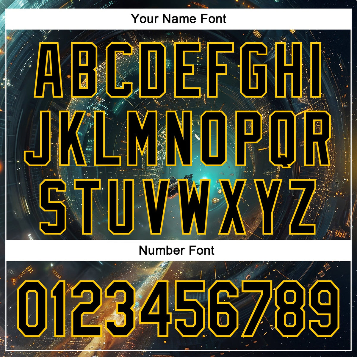 Custom Blue Black-Yellow 3D Pattern Design Outer Space Starships Authentic Baseball Jersey
