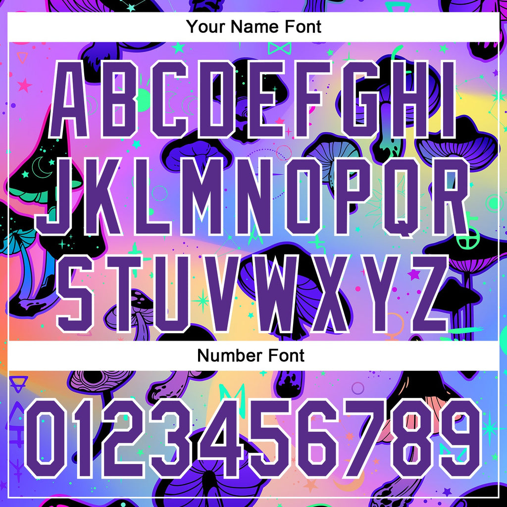 Custom Purple White 3D Pattern Design Trippy Psychedelic Magic Mushrooms Authentic Baseball Jersey