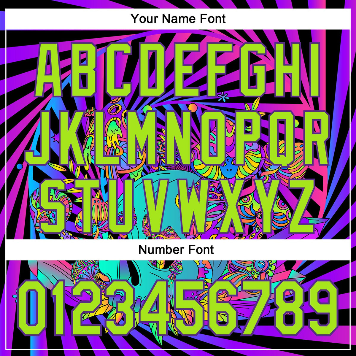 Custom Purple Neon Green 3D Pattern Design Trippy Magic Mushrooms Skull Authentic Baseball Jersey
