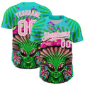Custom Blule Light Pink-White 3D Pattern Design Trippy Magic Mushrooms Alien Authentic Baseball Jersey