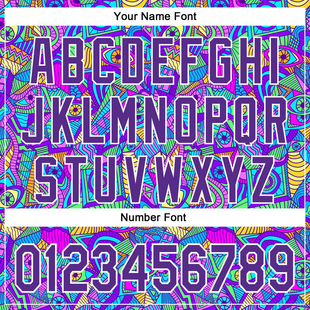 Custom Purple White 3D Pattern Design Trippy Psychedelic Eyes Authentic Baseball Jersey