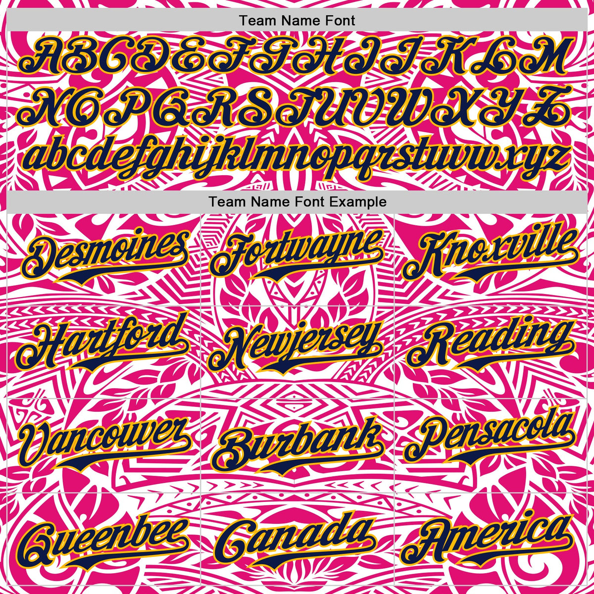 Custom Hot Pink Navy-Gold 3D Pattern Design Burner Costumes Ethnic Floral Authentic Baseball Jersey