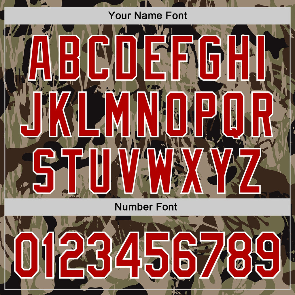 Custom Camo Red-White 3D Pattern Design Burner Costumes Grunge Camo Authentic Salute To Service Baseball Jersey