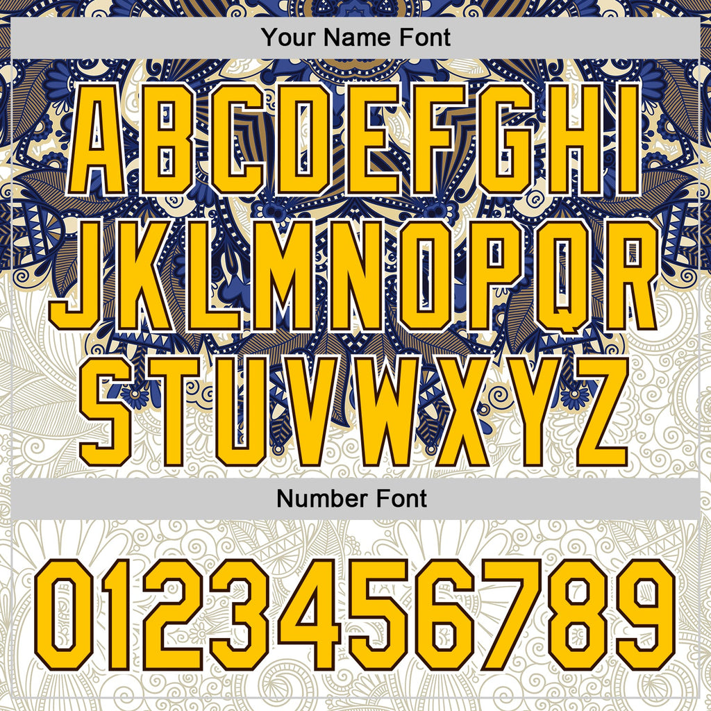 Custom White Yellow-Brown 3D Pattern Design Burner Costumes Paisley Authentic Baseball Jersey