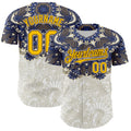 Custom White Yellow-Brown 3D Pattern Design Burner Costumes Paisley Authentic Baseball Jersey