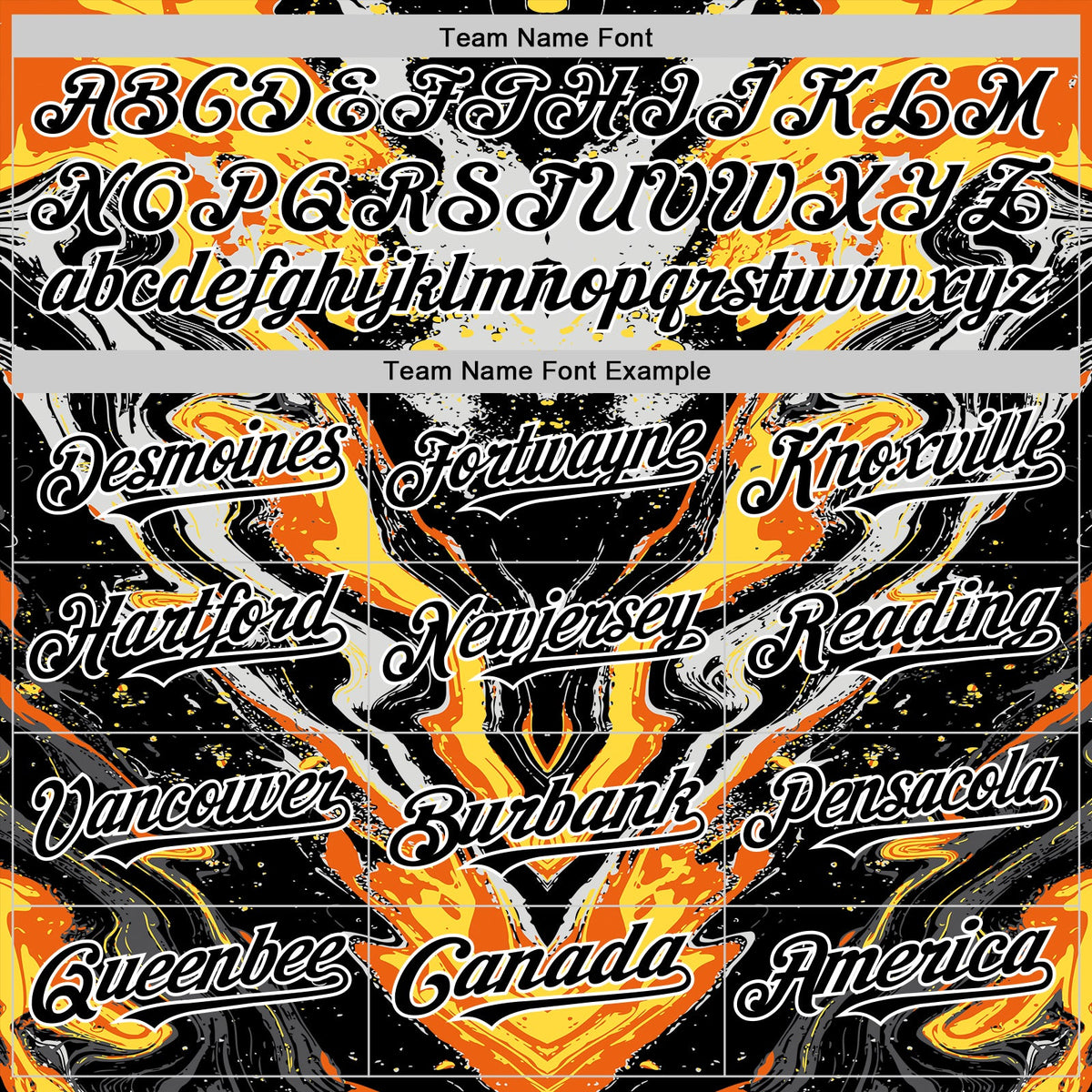 Custom Black Gray Orange Yellow-White 3D Pattern Design Rave Party Marble Lava Authentic Baseball Jersey