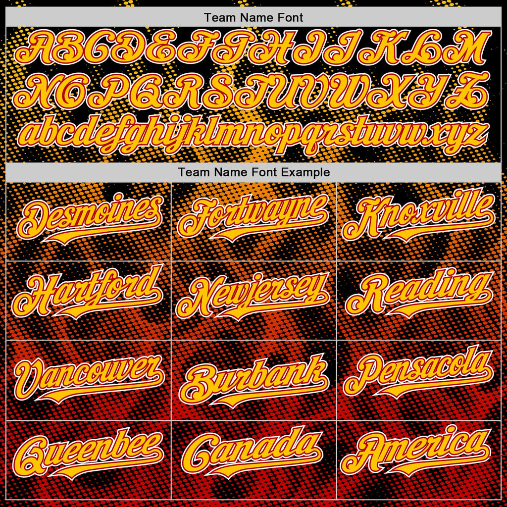 Custom Black Yellow Red-White 3D Pattern Design Rave Party Flame Authentic Baseball Jersey