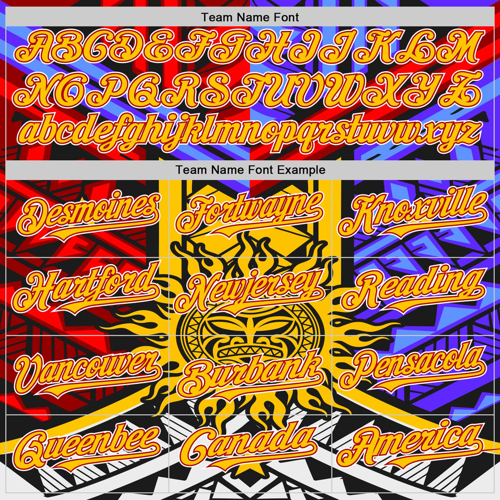Custom Black Yellow Red-White 3D Pattern Design Rave Party Sun Tribal Authentic Baseball Jersey