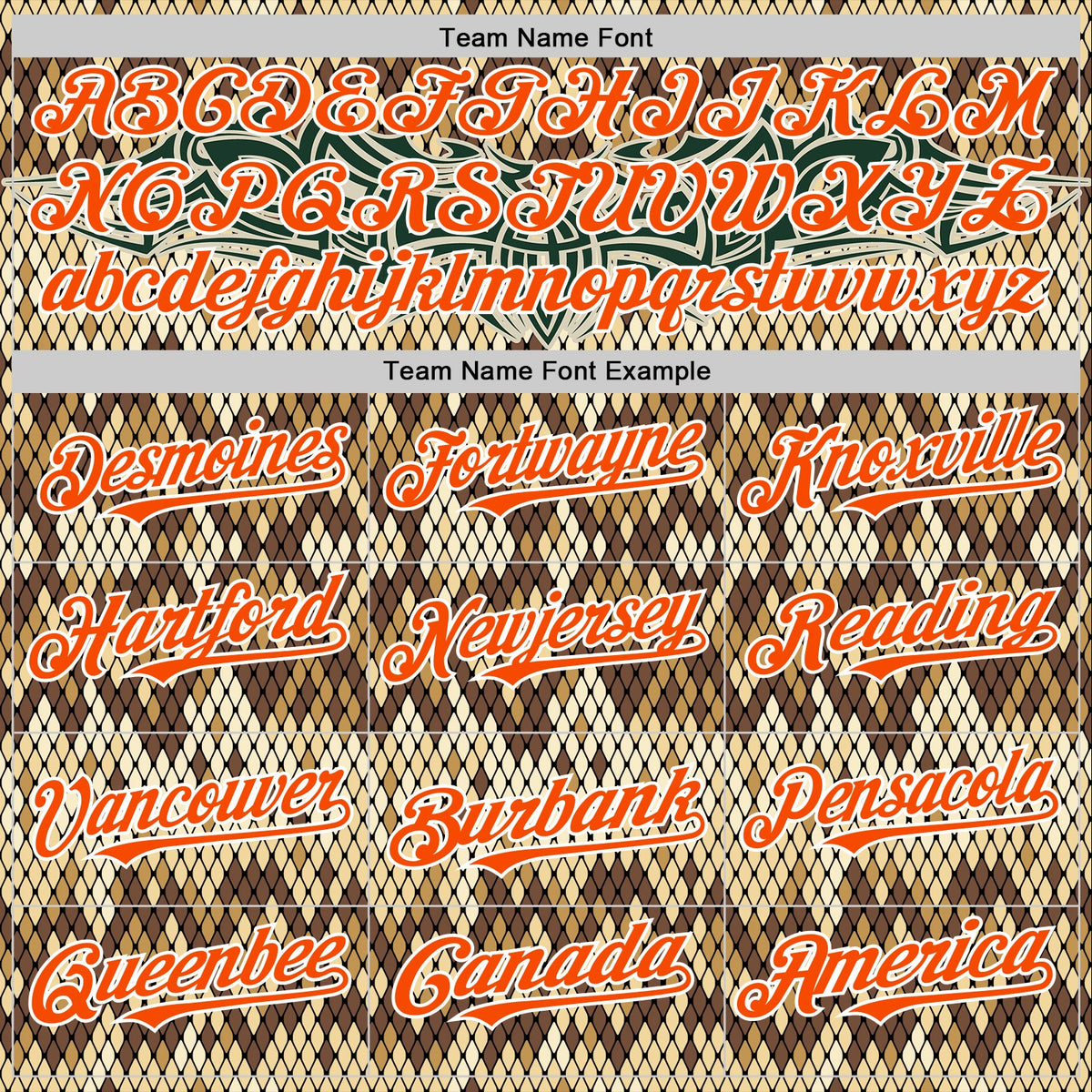 Custom Black Orange-White 3D Pattern Design Rave Party Animal Snake Python Print Authentic Baseball Jersey