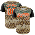 Custom Black Orange-White 3D Pattern Design Rave Party Animal Snake Python Print Authentic Baseball Jersey