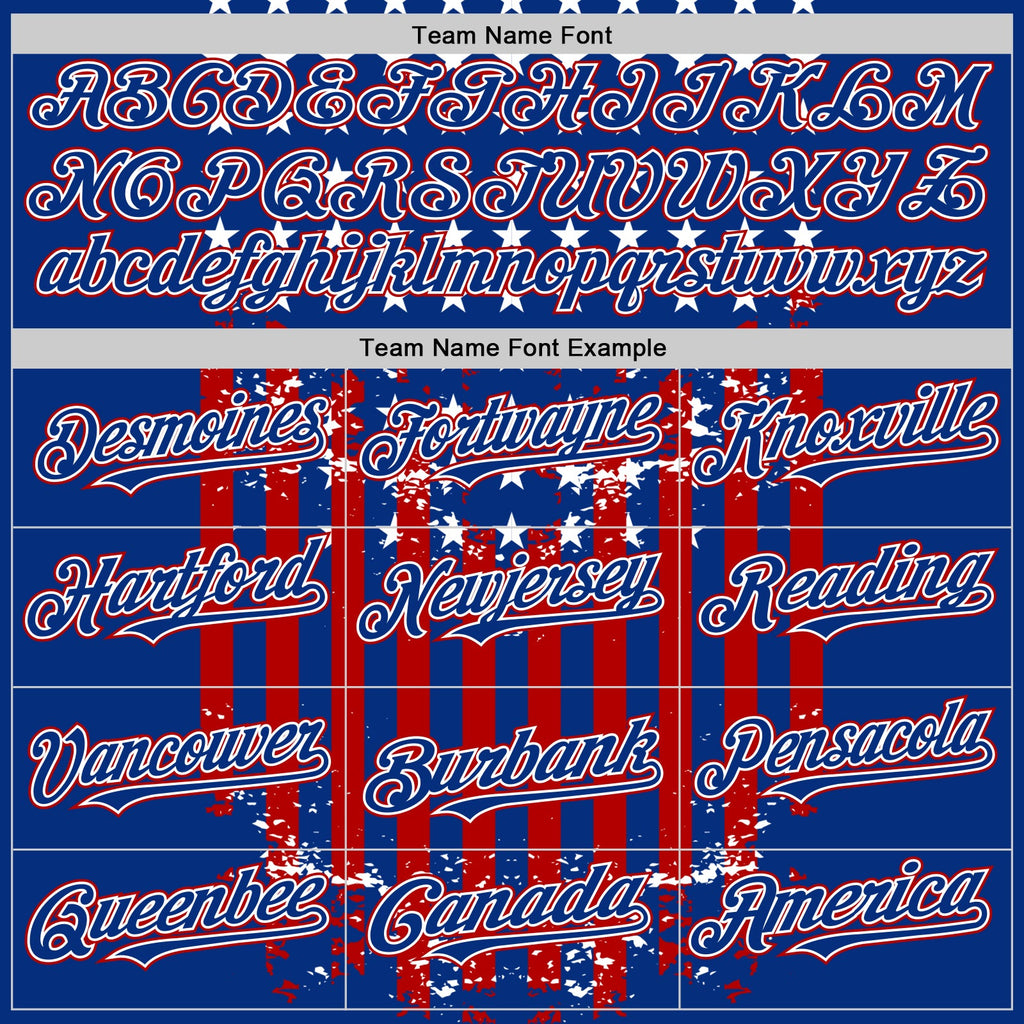Custom Royal Red-White 3D Retro American Flag Authentic Baseball Jersey