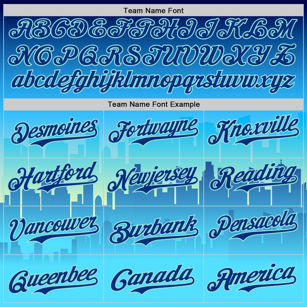 Custom Blue Royal-Ice Blue 3D Pattern Design New York Cityscape Statue Of Liberty Authentic Baseball Jersey