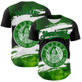 Custom Black Grass Green-White 3D Pattern Design Boston Cityscape Stamp Authentic Baseball Jersey