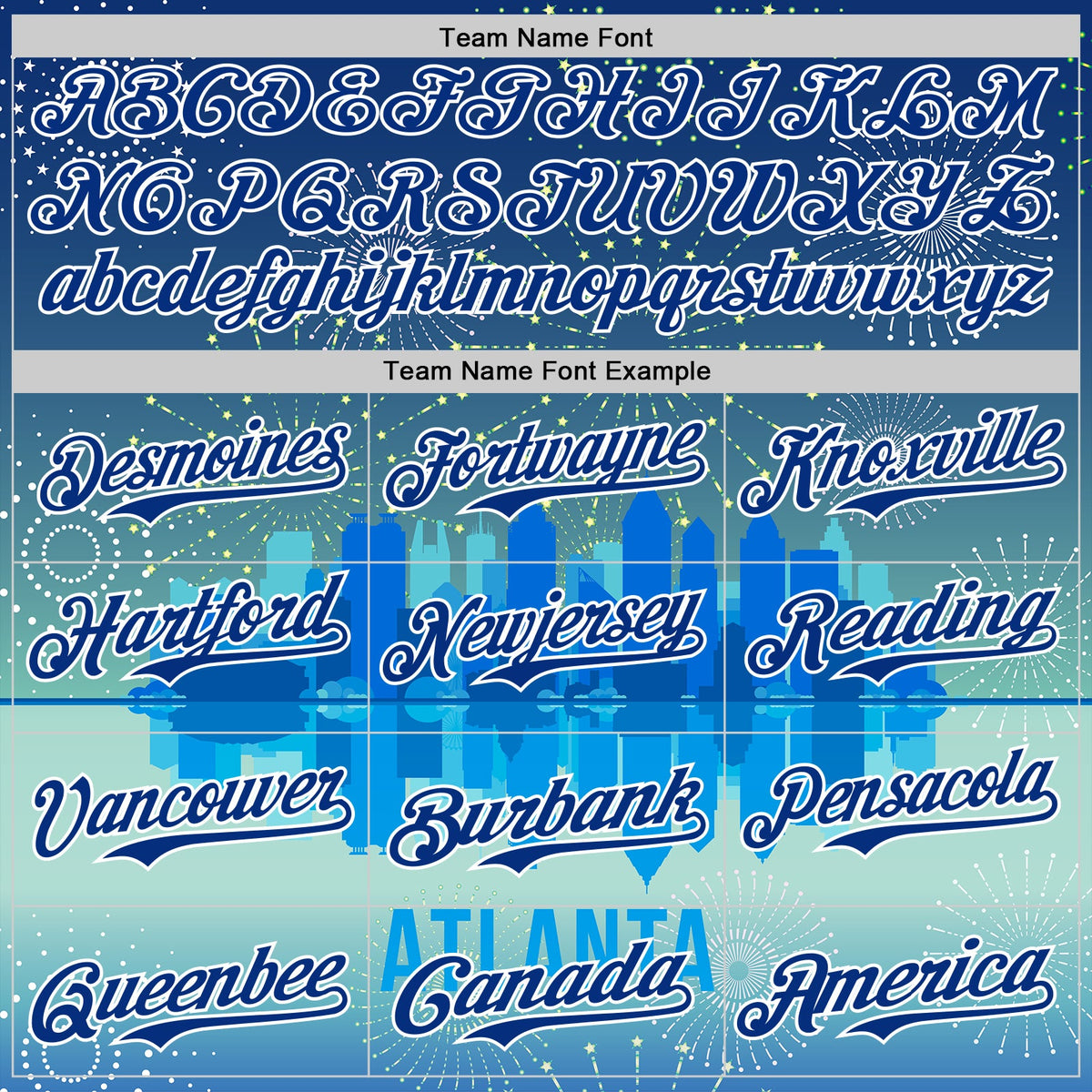 Custom Blue Royal-White 3D Pattern Design Atlanta Cityscape Fireworks Authentic Baseball Jersey
