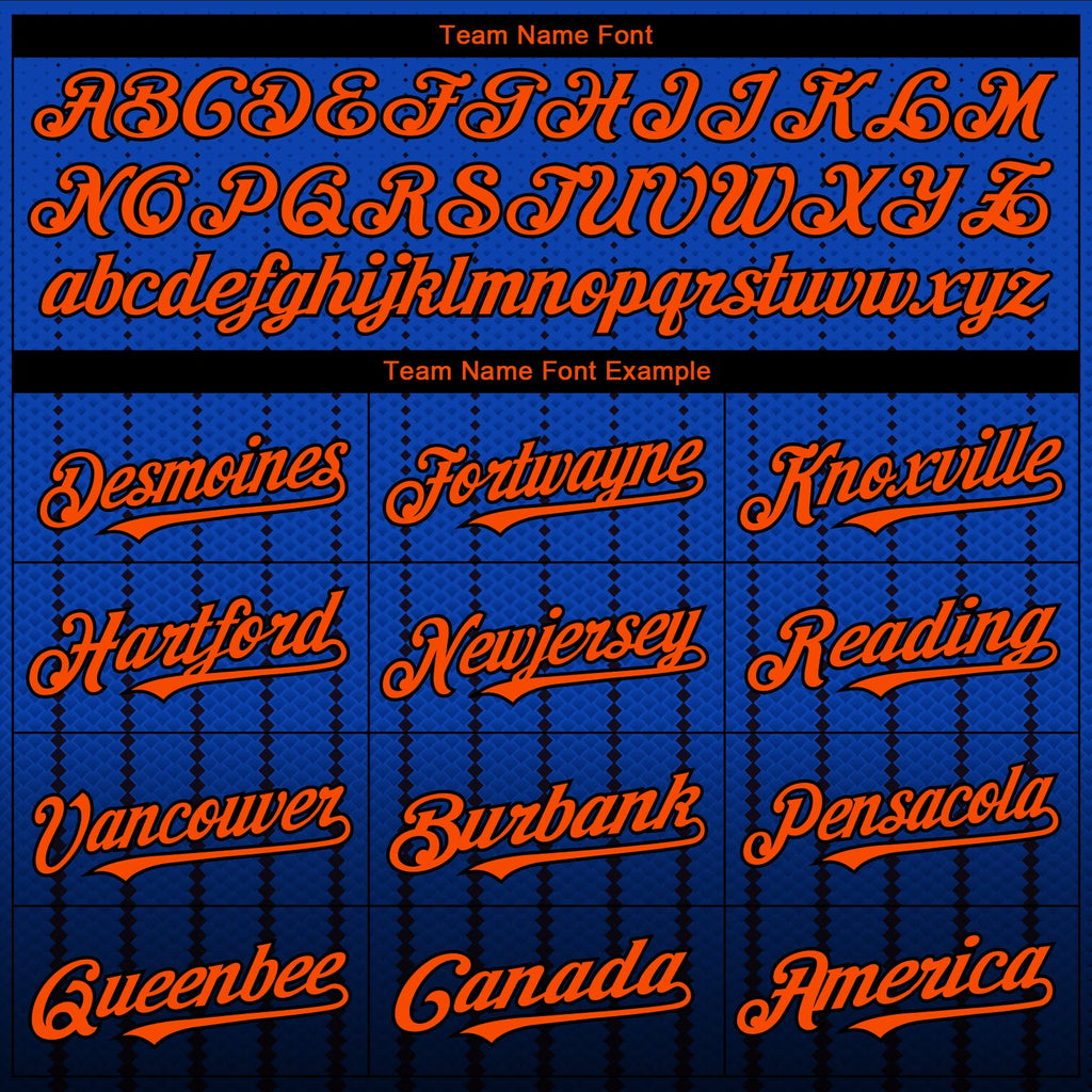 Custom Thunder Blue Orange-Black 3D Pattern Design Gradient Geometric Shape Authentic Baseball Jersey