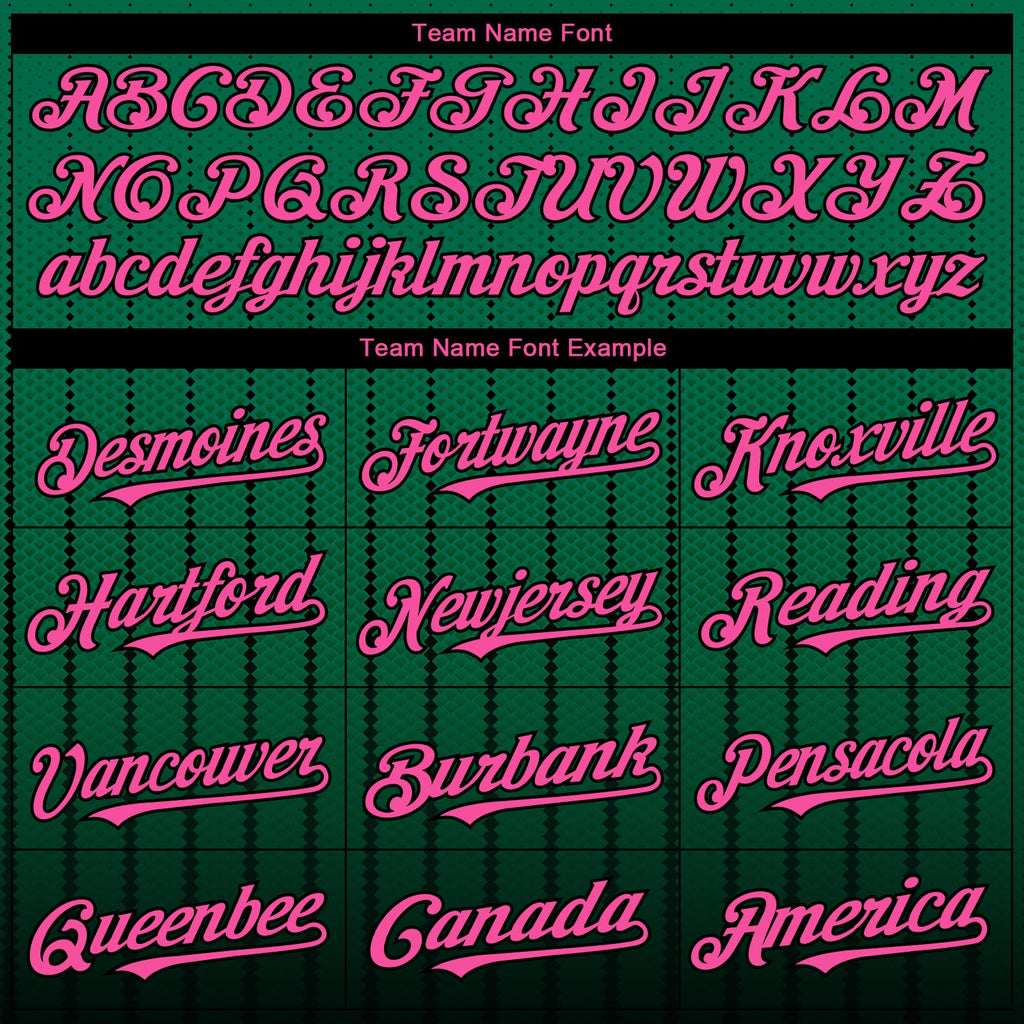 Custom Kelly Green Pink-Black 3D Pattern Design Gradient Geometric Shape Authentic Baseball Jersey