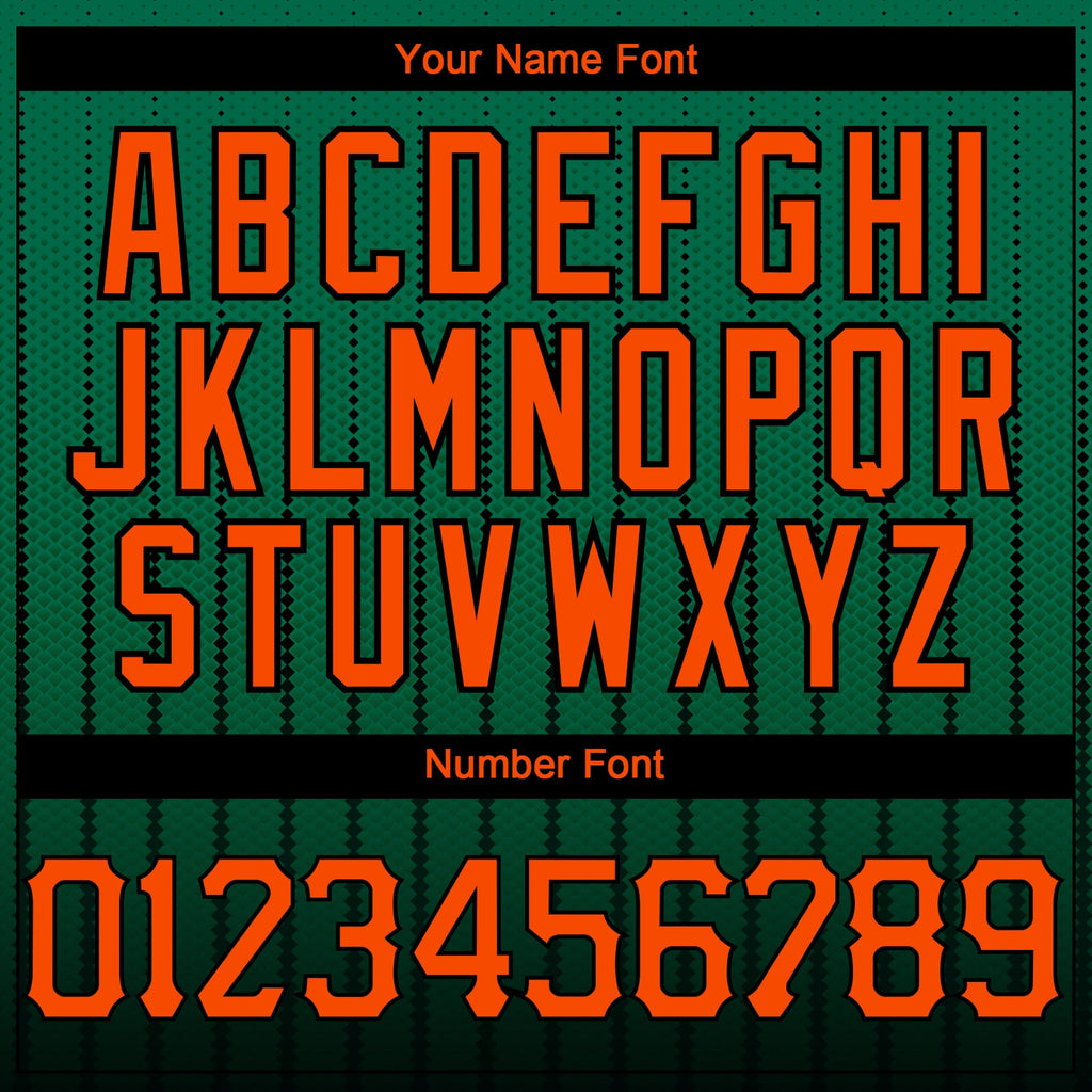 Custom Kelly Green Orange-Black 3D Pattern Design Gradient Geometric Shape Authentic Baseball Jersey