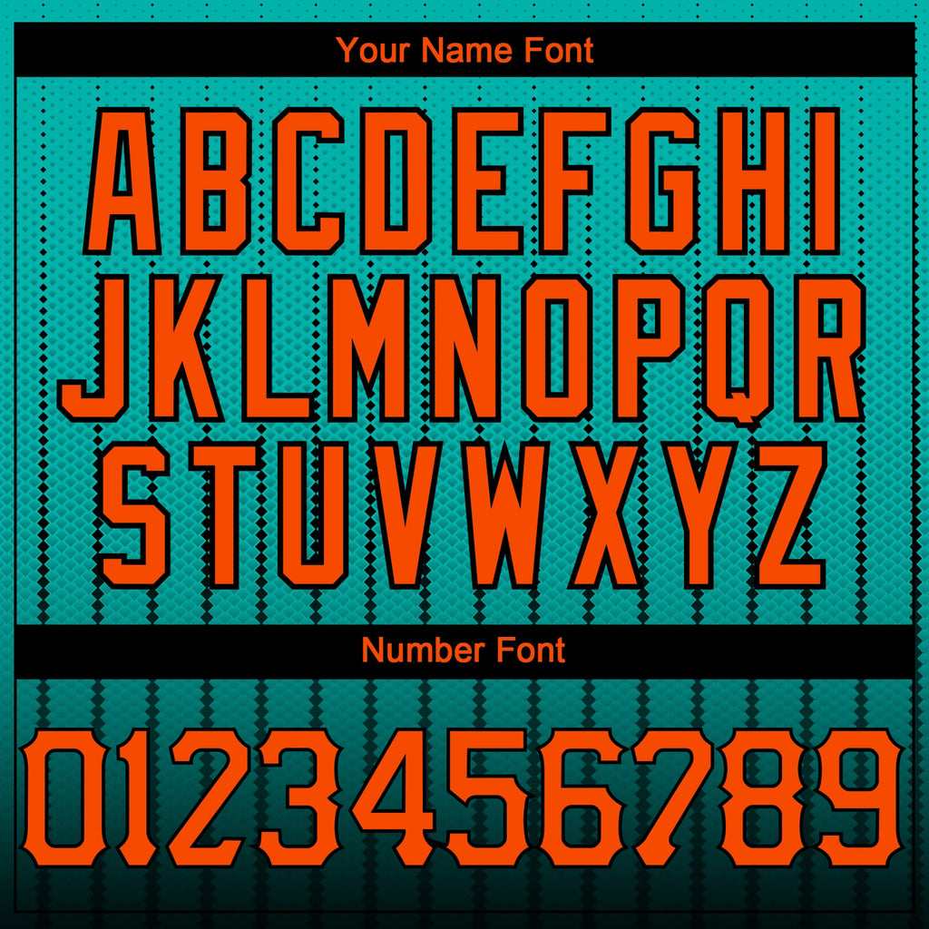 Custom Aqua Orange-Black 3D Pattern Design Gradient Geometric Shape Authentic Baseball Jersey