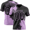 Custom Black Light Purple 3D Pattern Abstract Brush Stroke Authentic Football Jersey