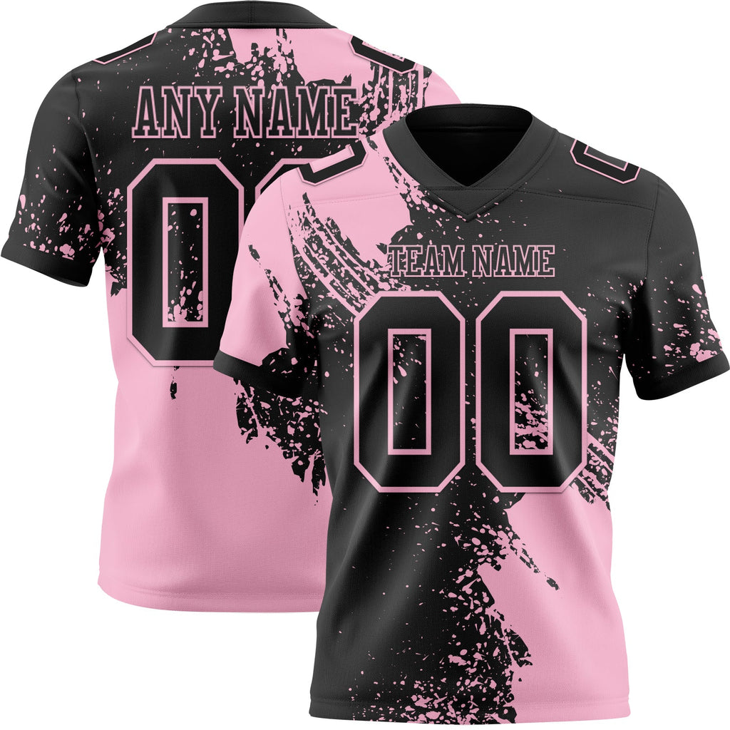 Custom Black Light Pink 3D Pattern Abstract Brush Stroke Authentic Football Jersey