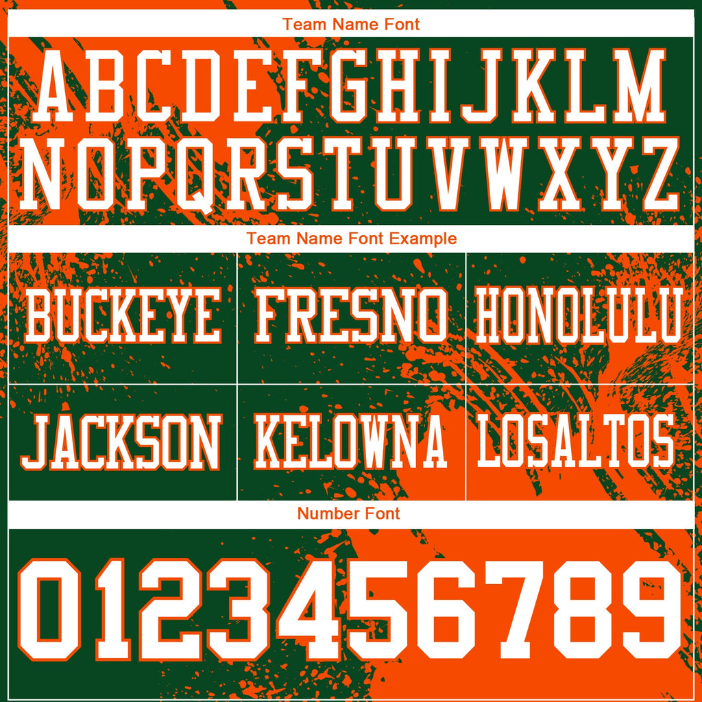 Custom Green White-Orange 3D Pattern Abstract Brush Stroke Authentic Football Jersey