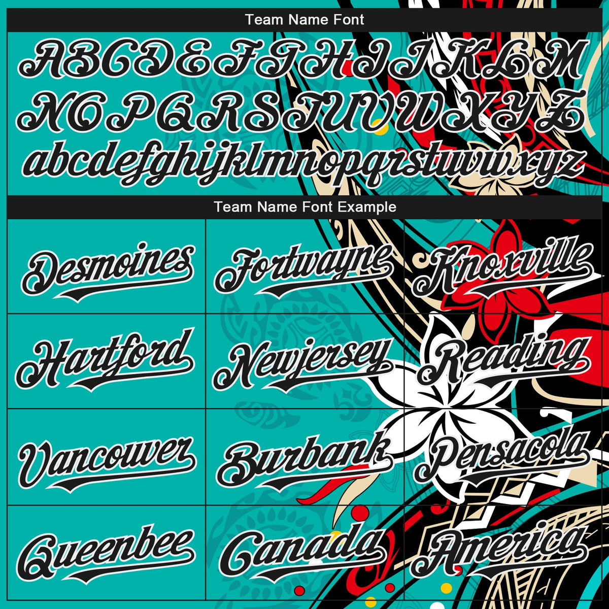 Custom Teal Black-White Hawaii Flower Authentic Baseball Jersey