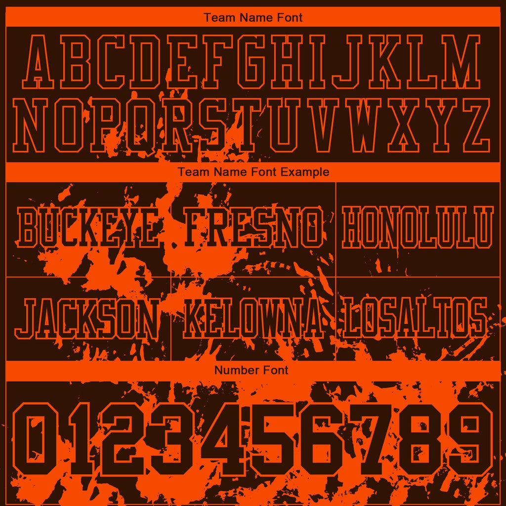 Custom Brown Orange 3D Pattern Splash Authentic Football Jersey