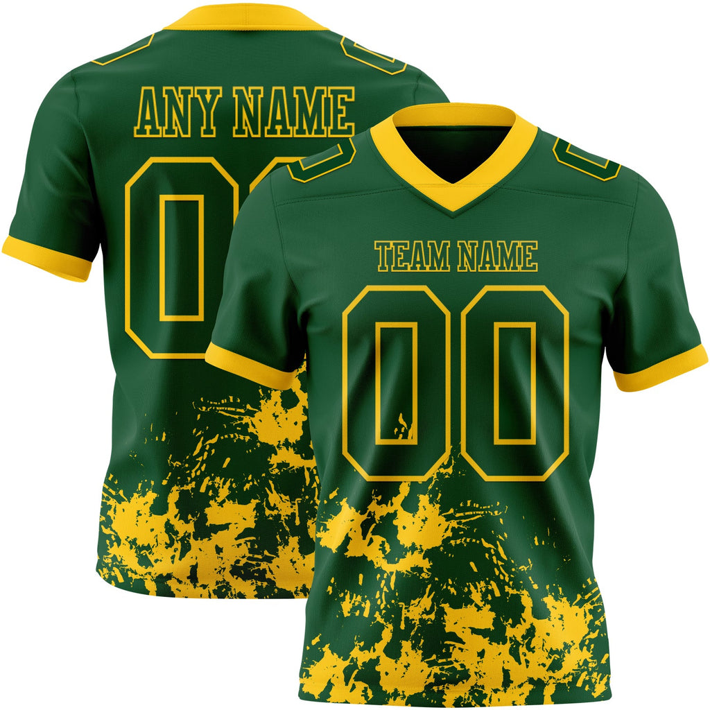 Custom Green Yellow 3D Pattern Splash Authentic Football Jersey