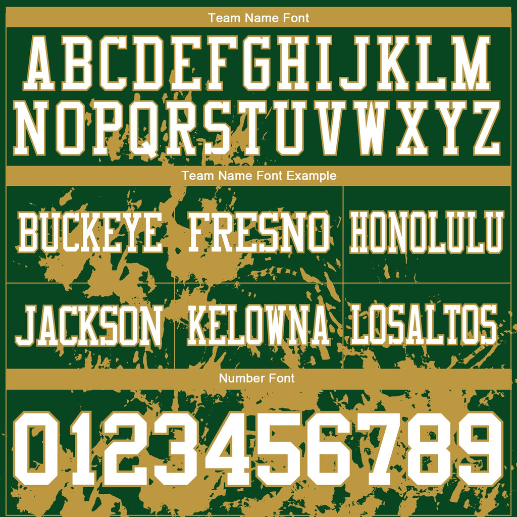 Custom Green White-Old Gold 3D Pattern Splash Authentic Football Jersey